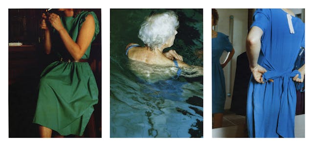 Friends stood in as headless models for pictures I made of everyday situations and rituals in my experience. They all represent me emotionally; in the present, as a child or a fear for the future. Sometimes I knew what pictures I wanted, so set them up. Others I made from life or popular culture. From Woman to Woman 1990, Triptych 7.